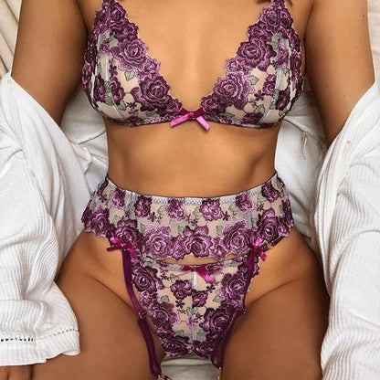 DAKOTA-  Fancy embroidered floral sensual lingerie set