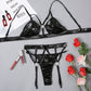 DAHLIA- Sexy black PU Leather lingerie set