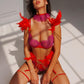 AVERIE- Sensual luxurious lingerie set with feathers and chains