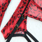 KATE- Red leopard sexy lingerie with stockings