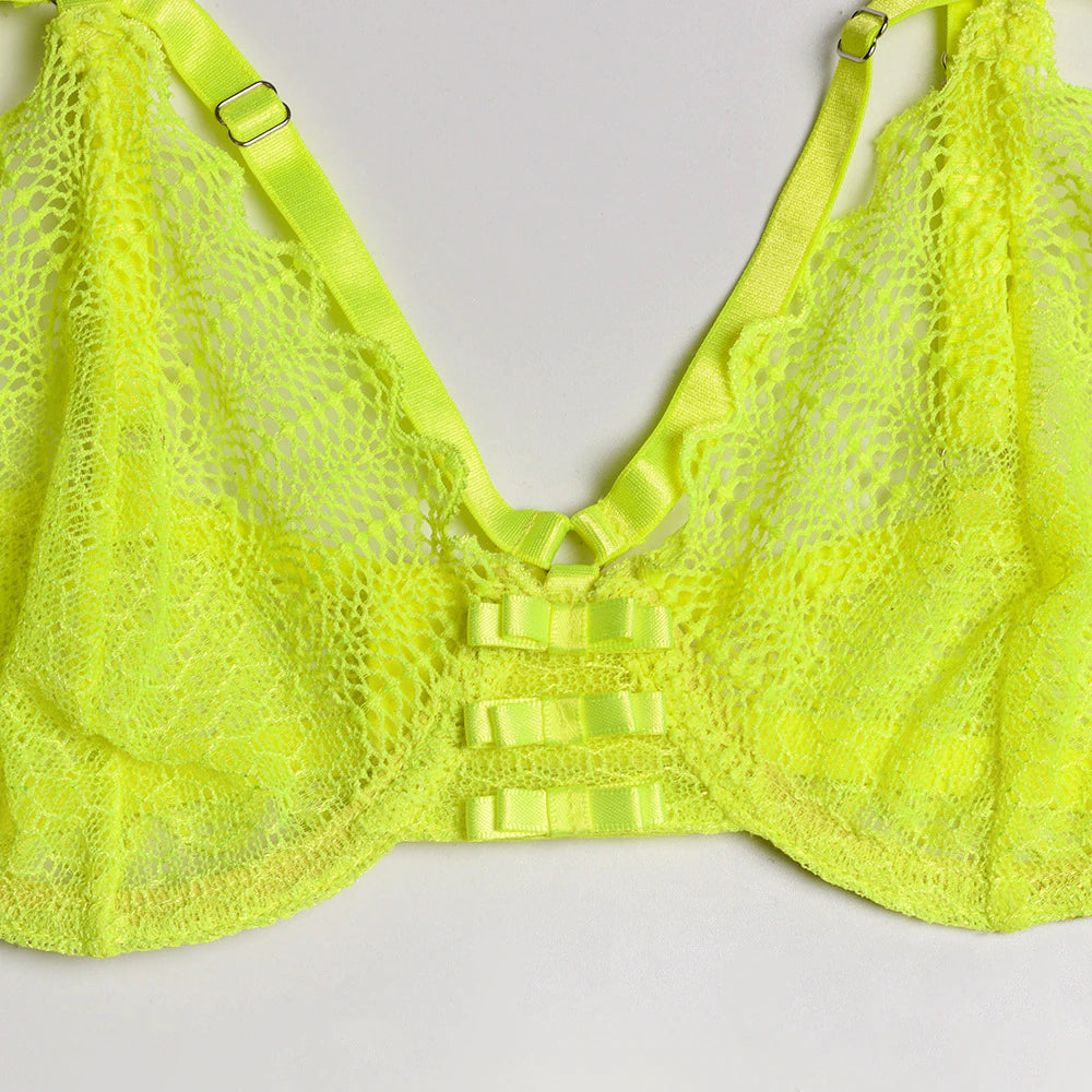 LEANA- Neon sensual lace  bra and panty set