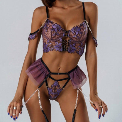 JULIA-  Sexy purple corset and panty set